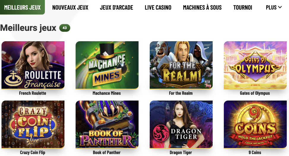 Les jeux en ligne de Machance Casino